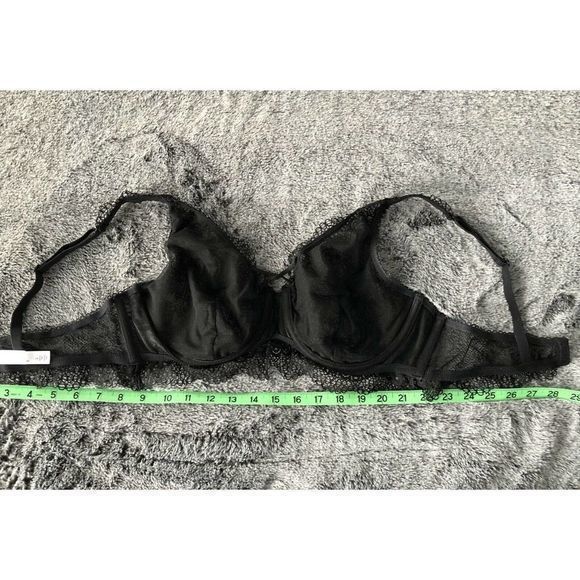 Gilligan and O’Malley Lace Bralette LARGE Black Sheer Underwire Sexy Double Hook - Picture 9 of 9